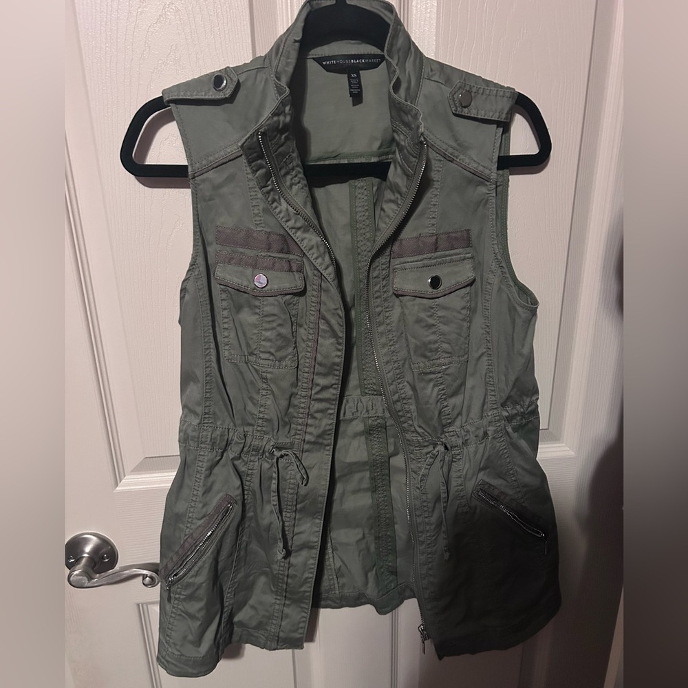 White House Black Market Olive Utility Vest